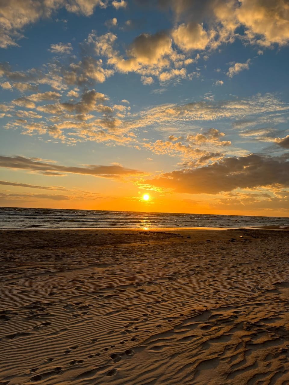 Beach, Sea view, Sunset