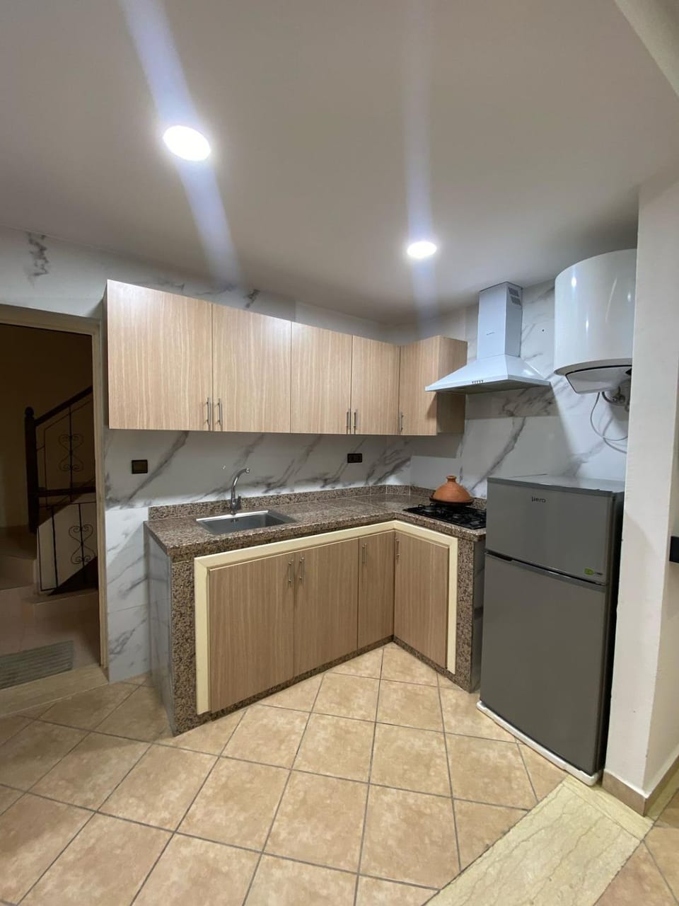 Kitchen or kitchenette, stove
