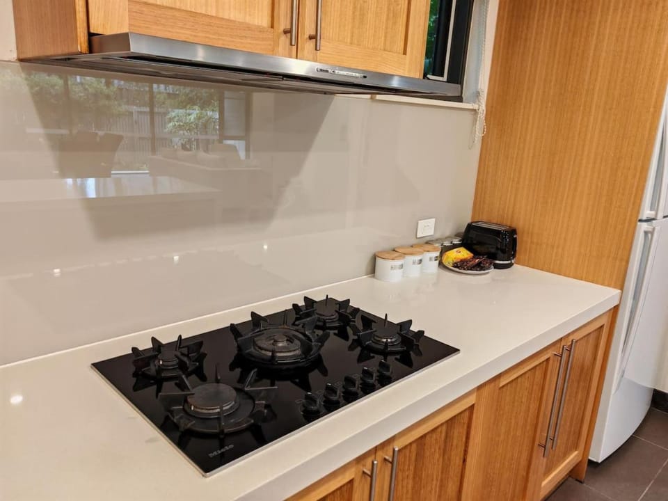 Kitchen or kitchenette, stove