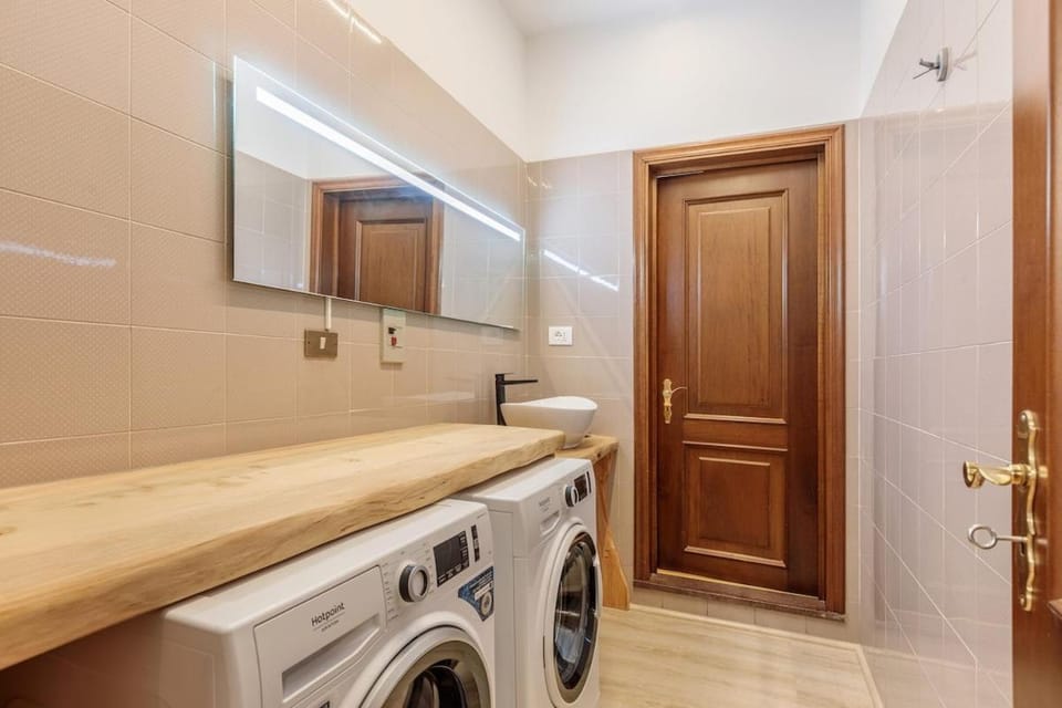 Bathroom, washing machine, dryer