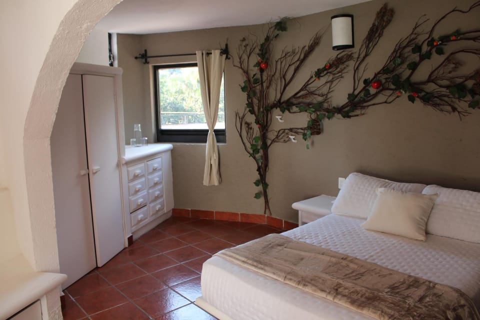 Bed, wardrobe