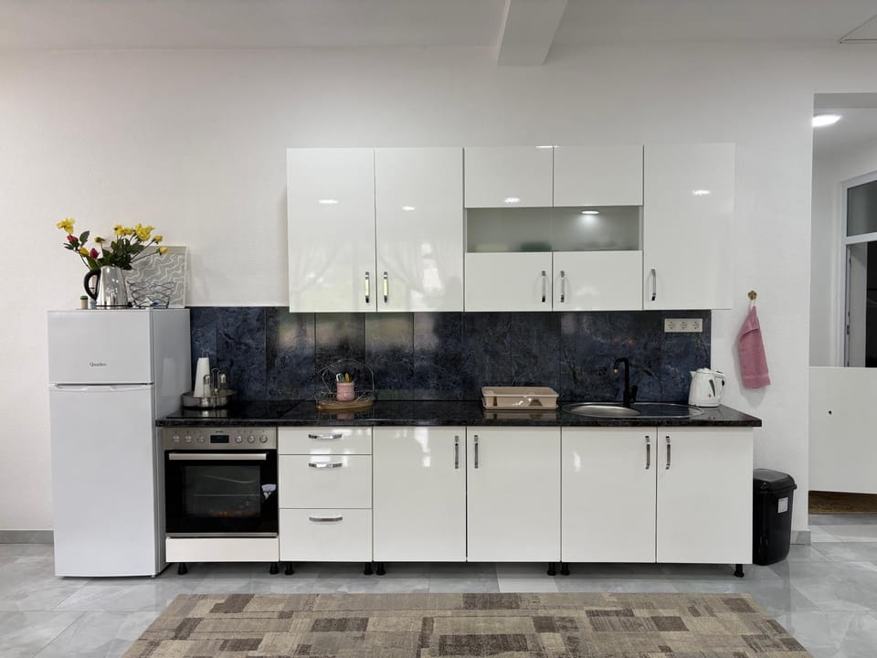 Kitchen or kitchenette, oven, stove