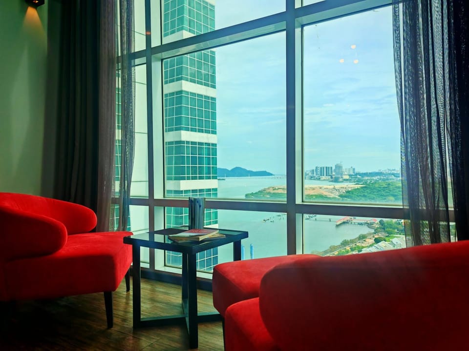 Natural landscape, Living room, Seating area, Sea view