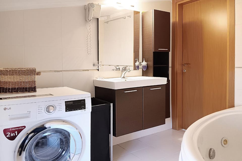 Bathroom, washing machine, dryer