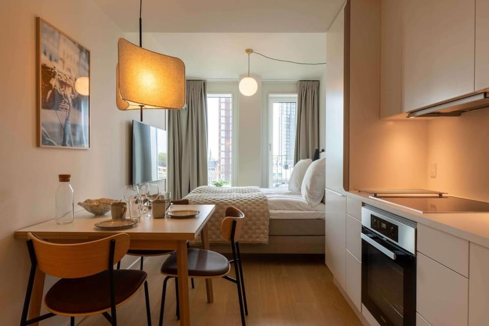 Bed, Kitchen or kitchenette, Photo of the whole room, Dining area, oven, stove