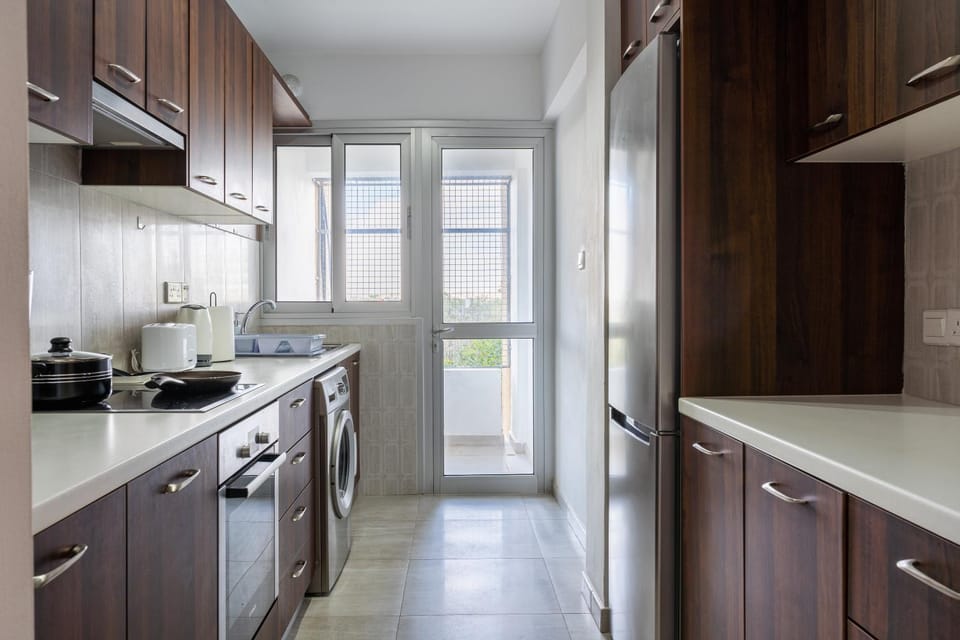 Kitchen or kitchenette, oven, stove, toaster
