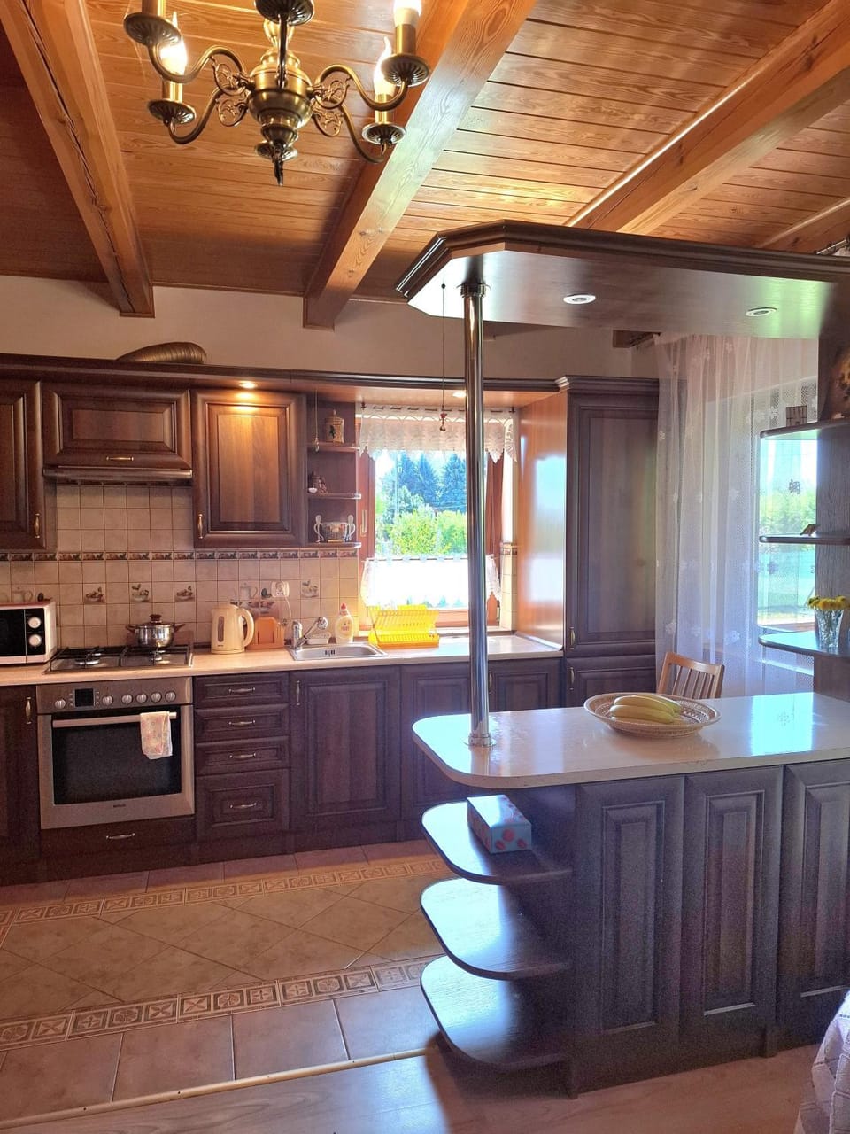 Kitchen or kitchenette, microwave, oven, stove, stove, kitchen, kitchen