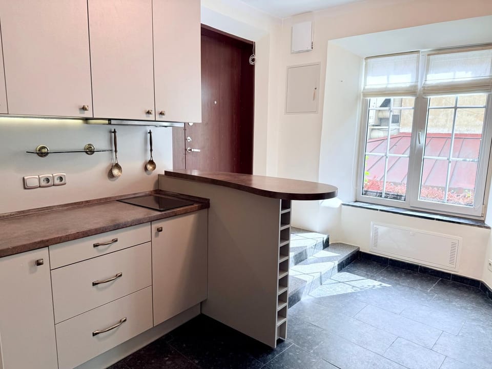 Kitchen or kitchenette, stove, kitchen