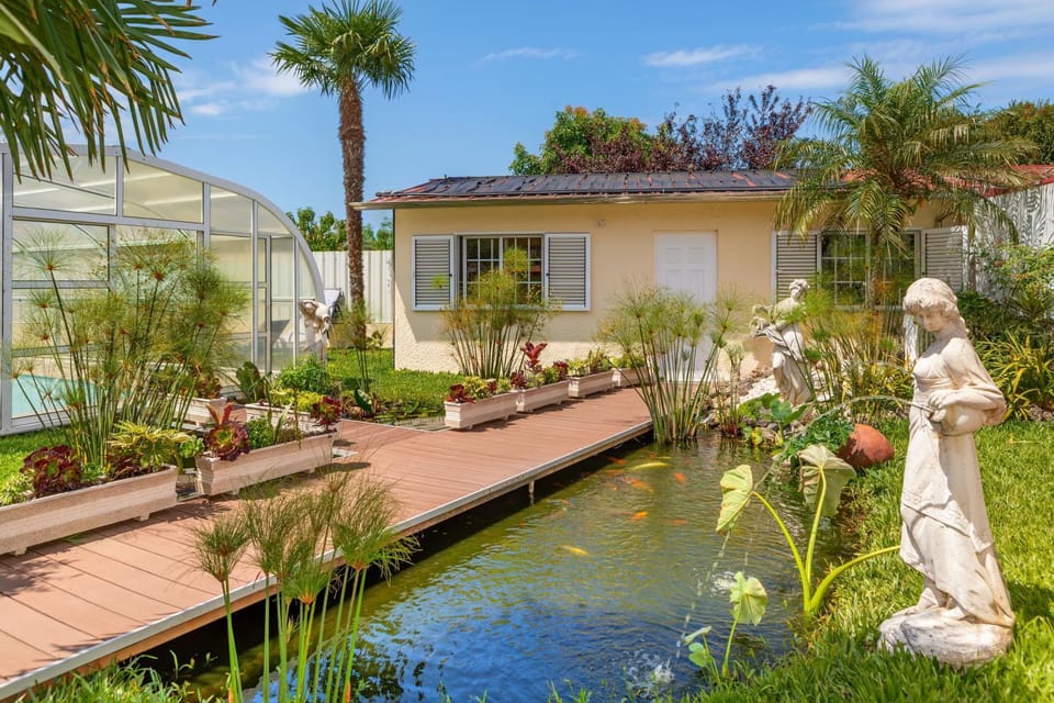 Natural landscape, Garden, Garden view, Pool view