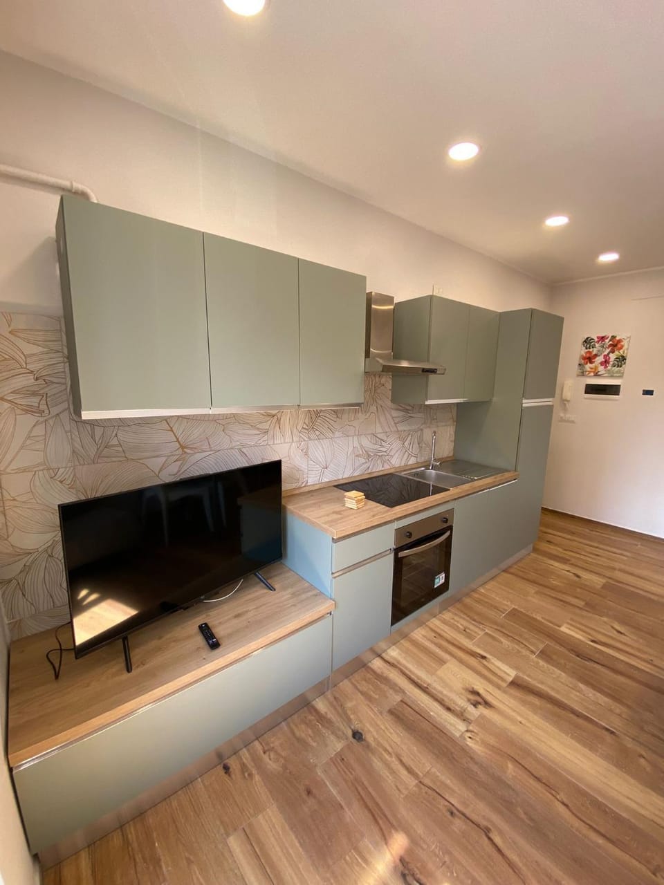 Kitchen or kitchenette, stove