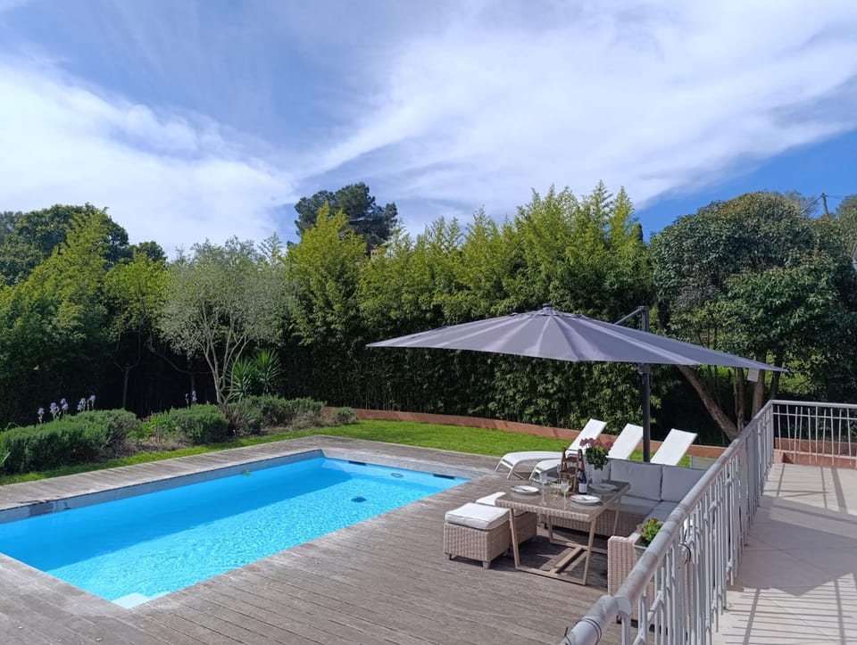 Patio, Natural landscape, Garden, Pool view, sunbed