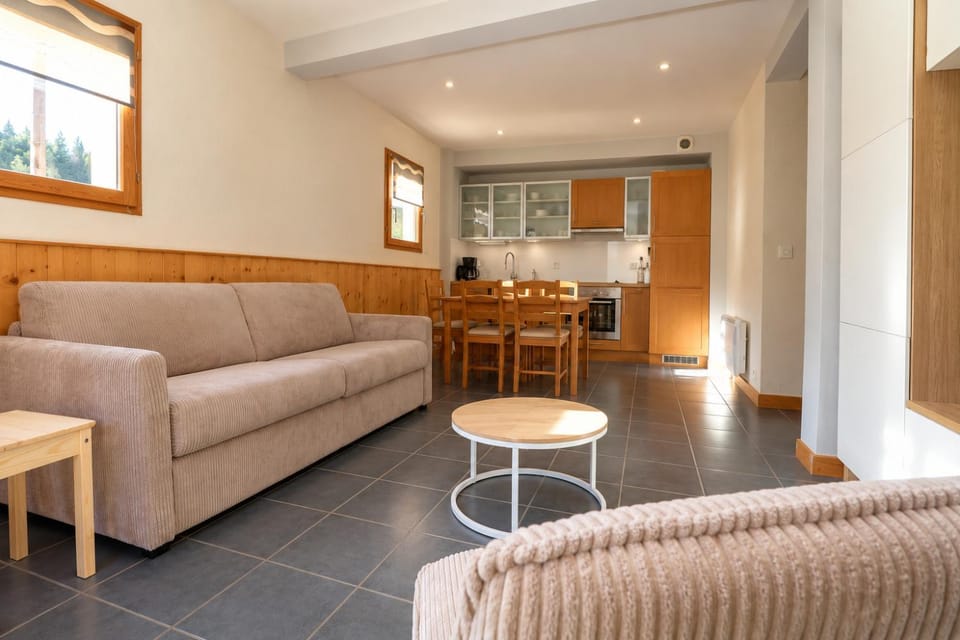 Living room, kitchen