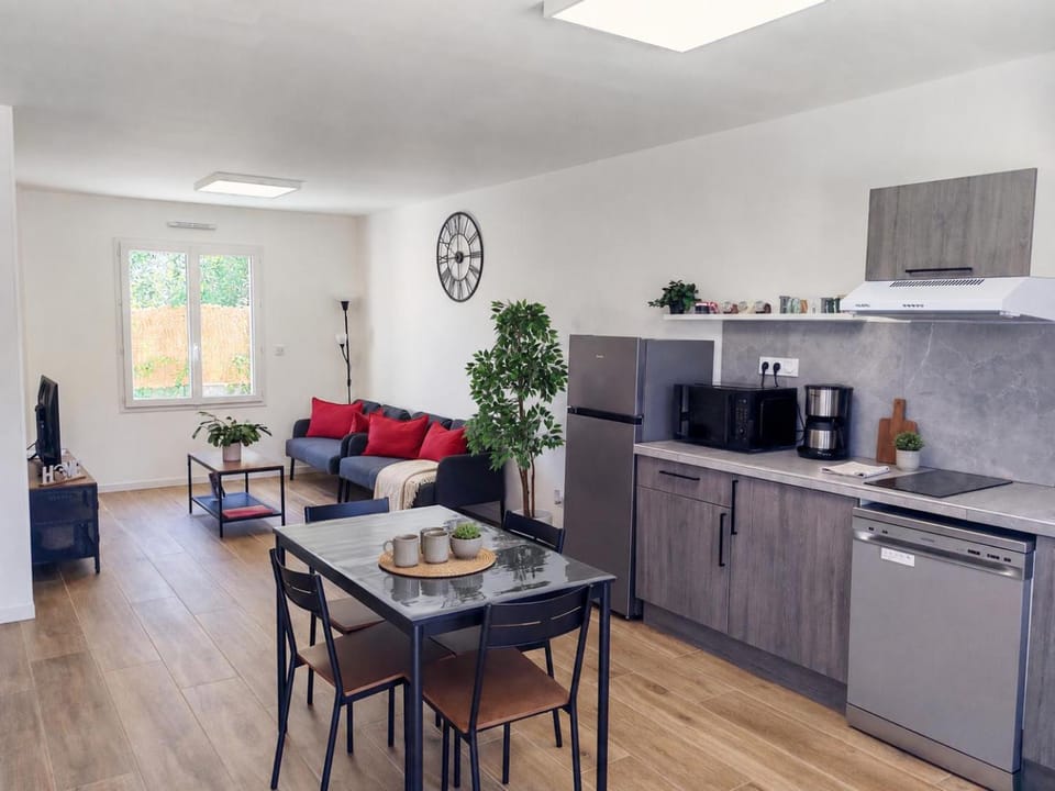 Living room, Seating area, stove, kitchen