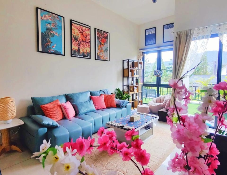 Living room, Seating area, Garden view