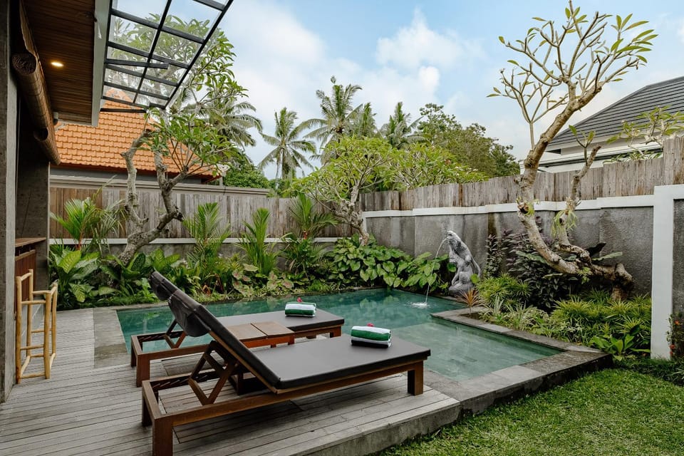 Patio, Day, Natural landscape, Garden, Garden view, Pool view, Swimming pool, sunbed
