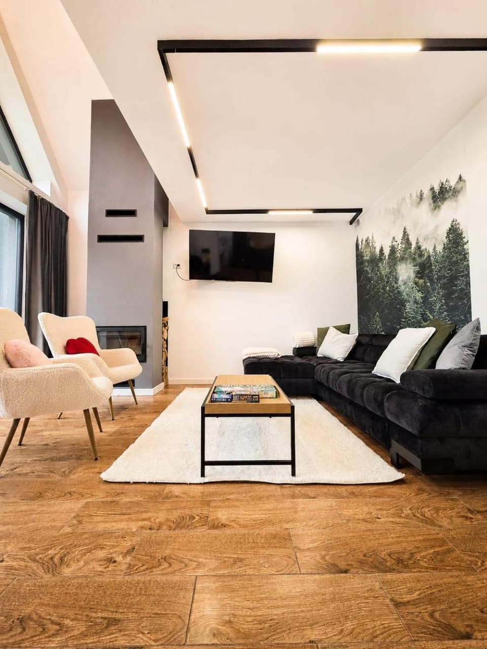 Living room, fireplace