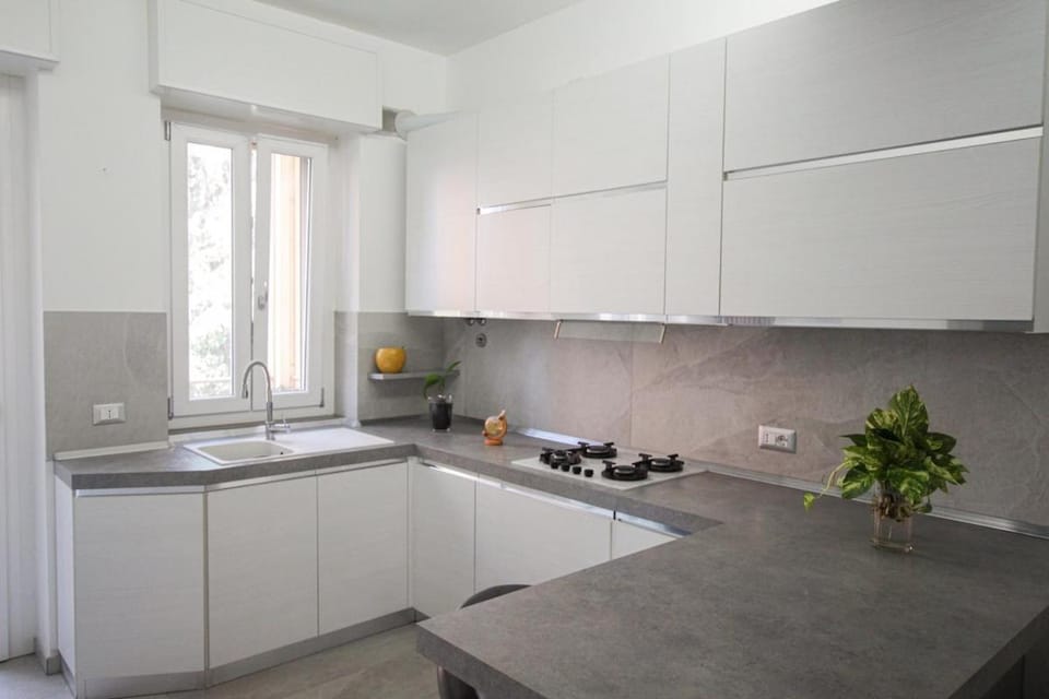 Kitchen or kitchenette, dishwasher, stove