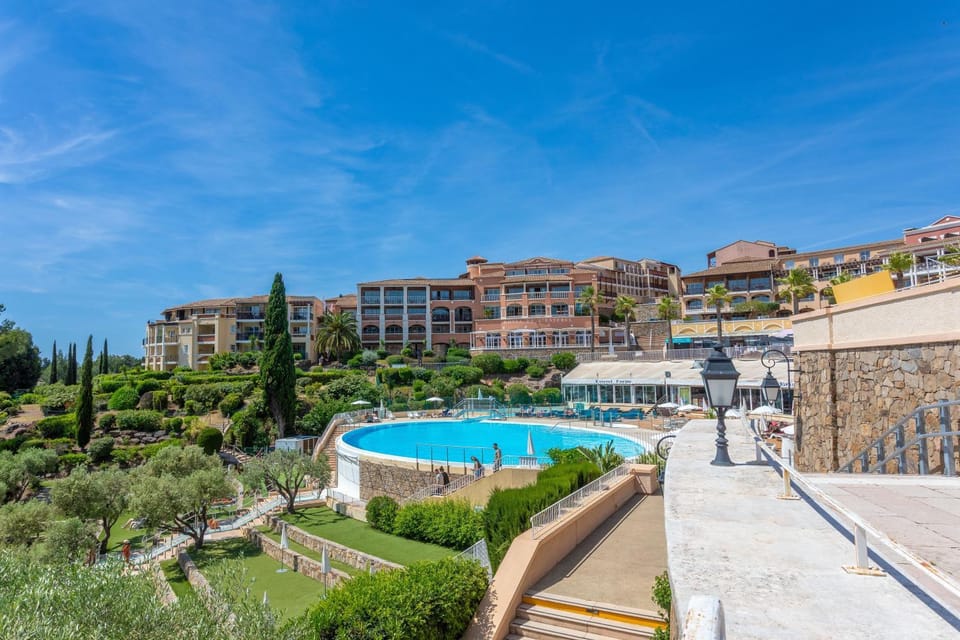 Property building, Living room, Swimming pool