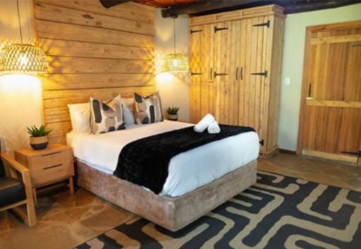 Bed, wardrobe
