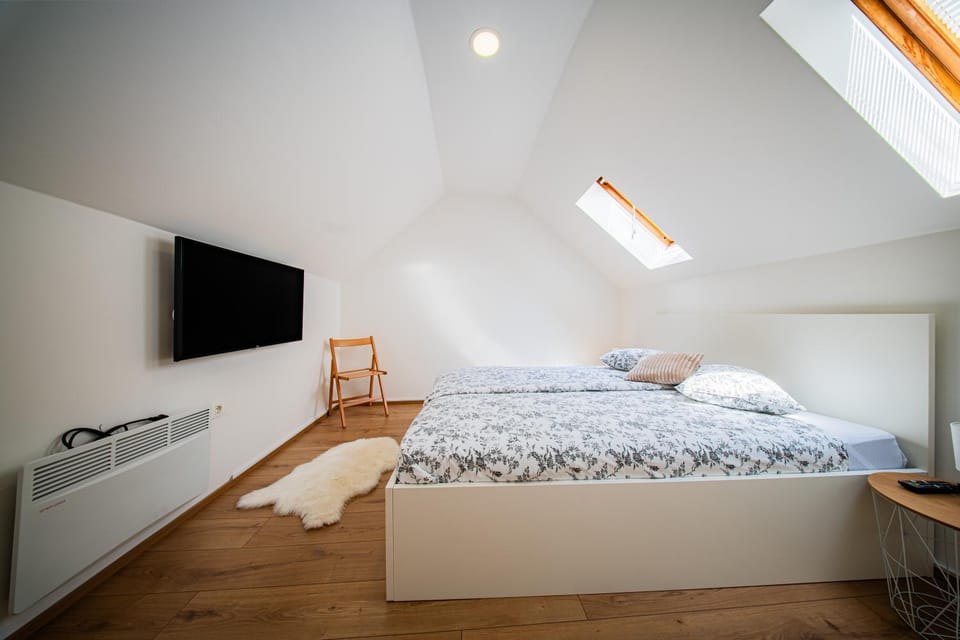 Bed, TV and multimedia, View (from property/room), Photo of the whole room, Bedroom, heating, internet
