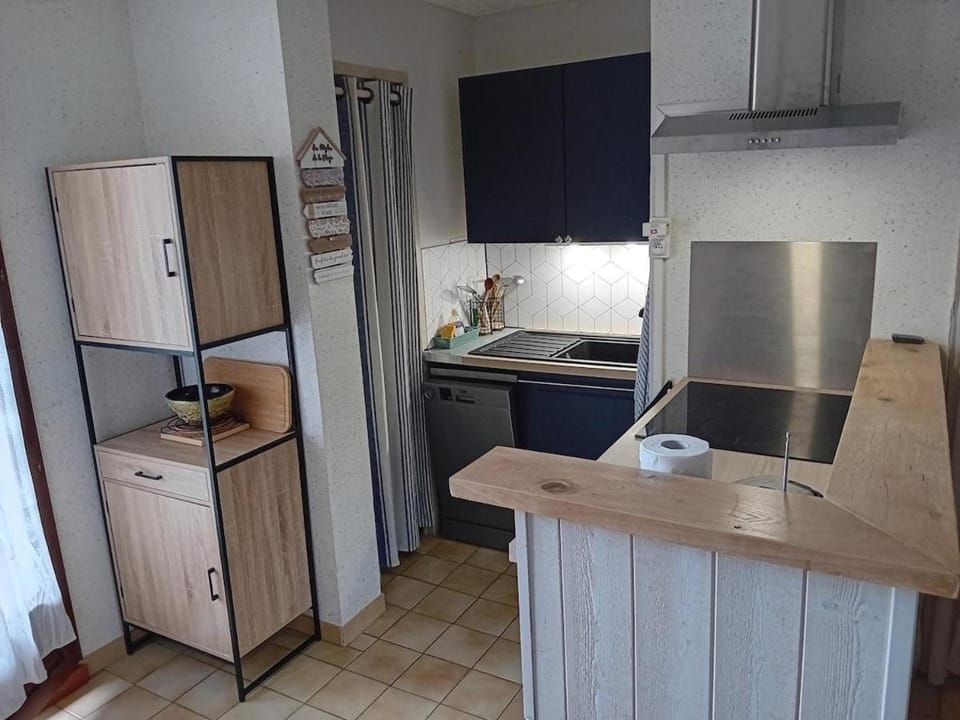 Kitchen or kitchenette, dishwasher, stove