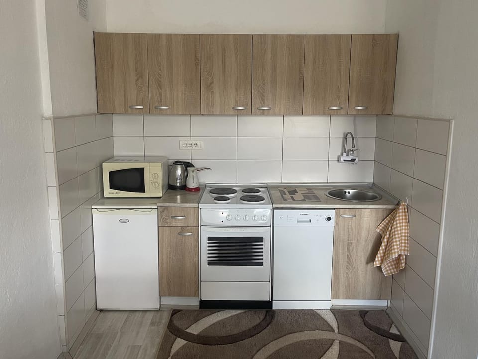 Kitchen or kitchenette, dishwasher, oven