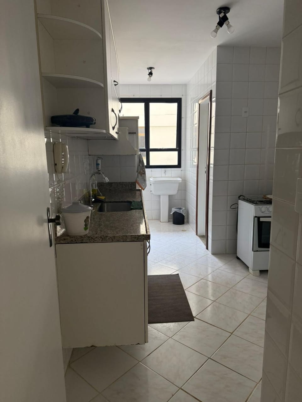 Kitchen or kitchenette, stove
