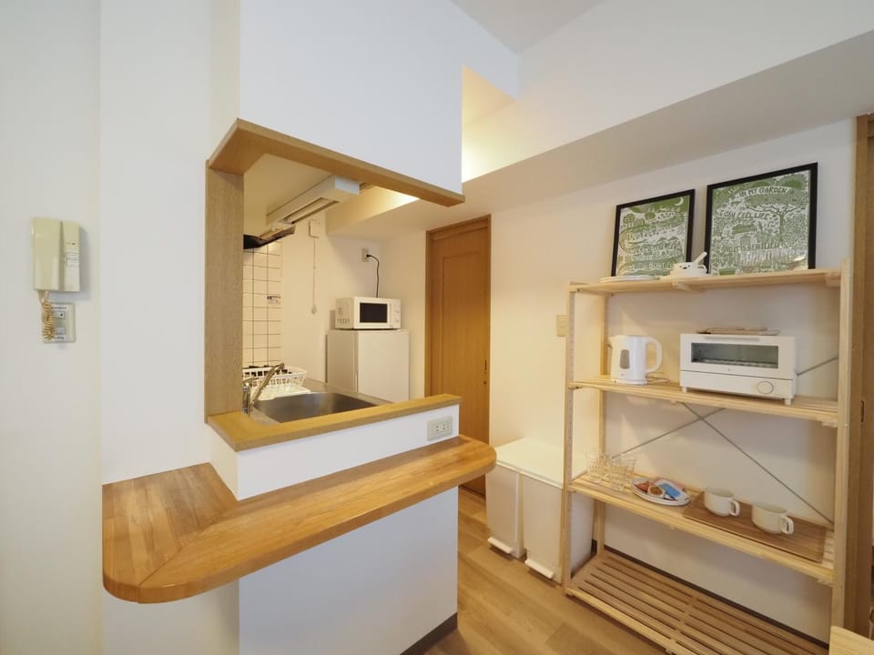 Kitchen or kitchenette, toaster