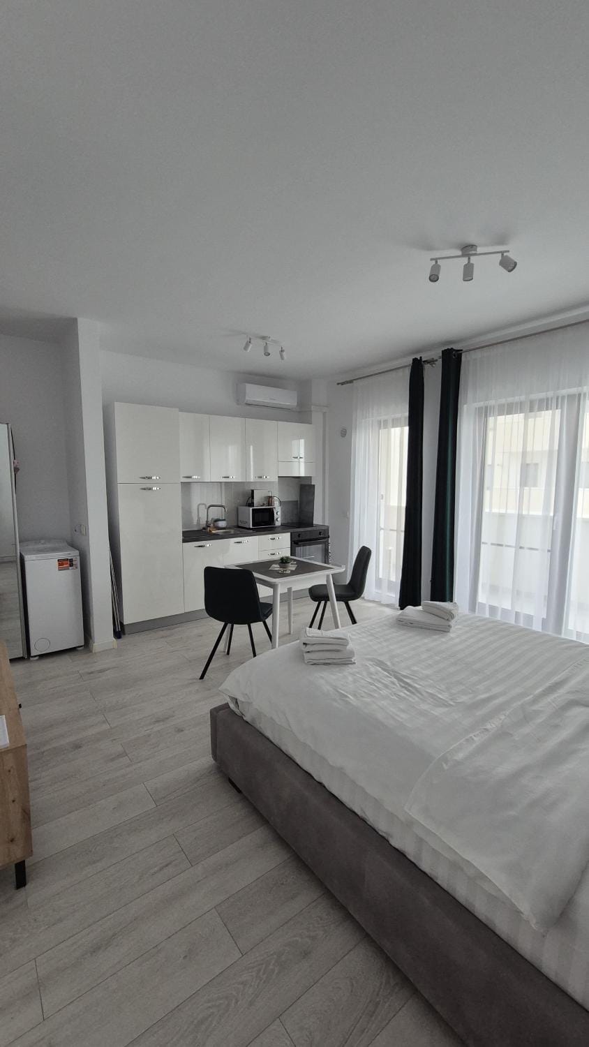 Kitchen or kitchenette, Photo of the whole room, Dining area, Bedroom, stove