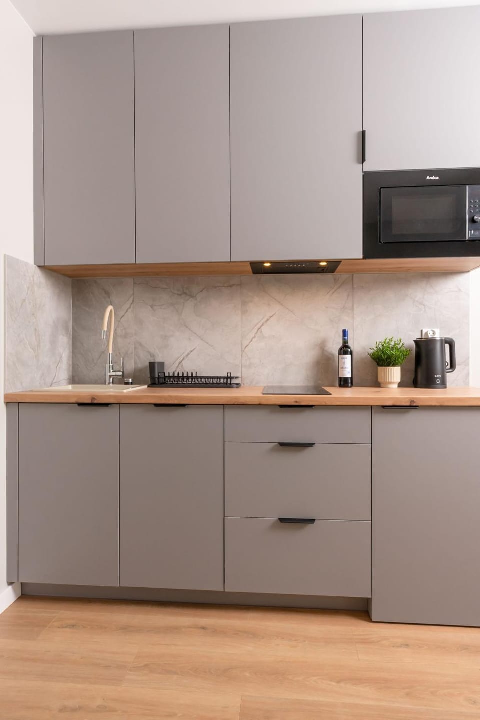 Kitchen or kitchenette, stove