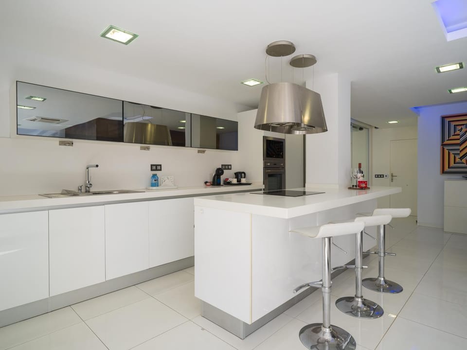 Kitchen or kitchenette, stove