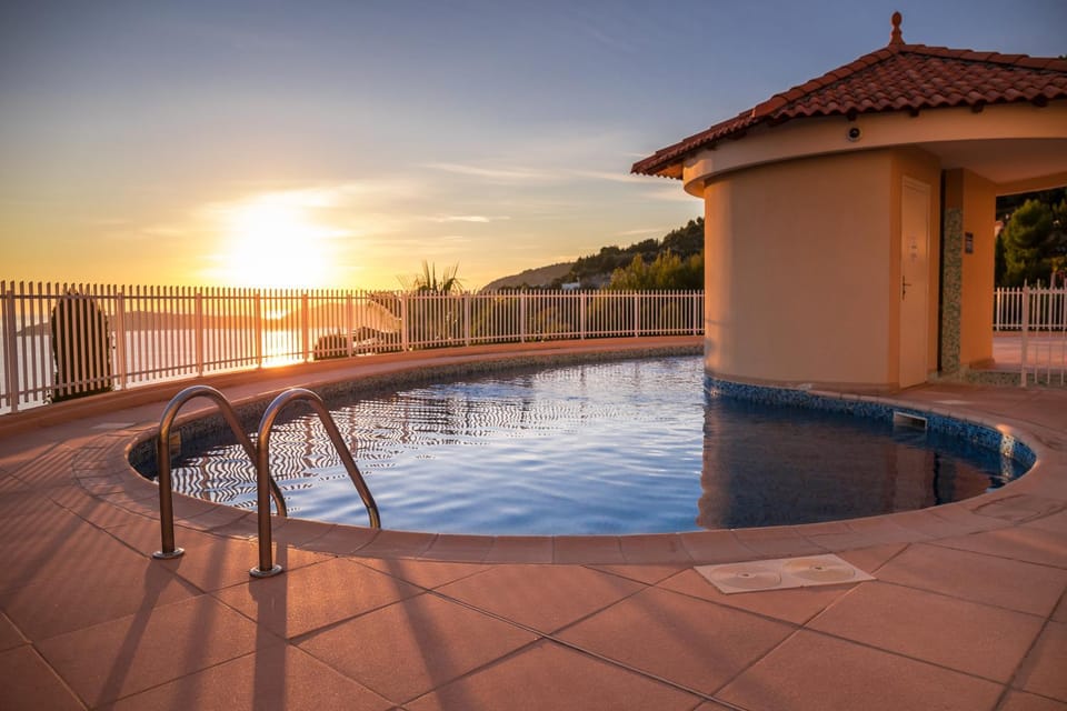 Pool view, Swimming pool, Swimming pool, Sunset