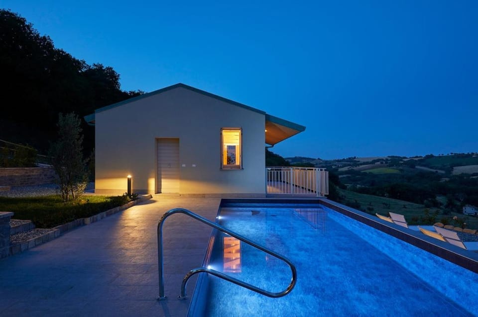 Night, Pool view, Swimming pool, Swimming pool