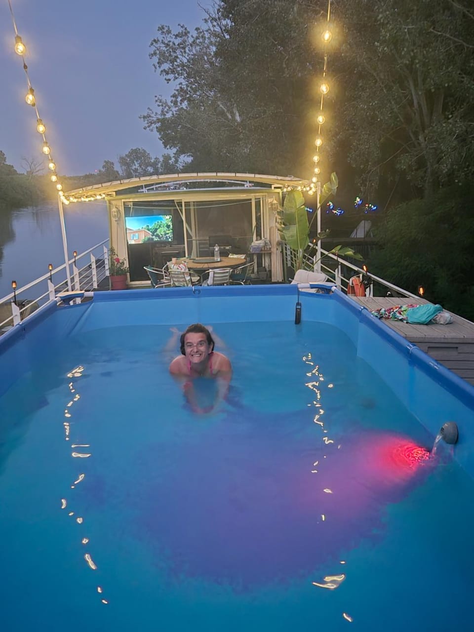 Night, Natural landscape, Pool view, Swimming pool