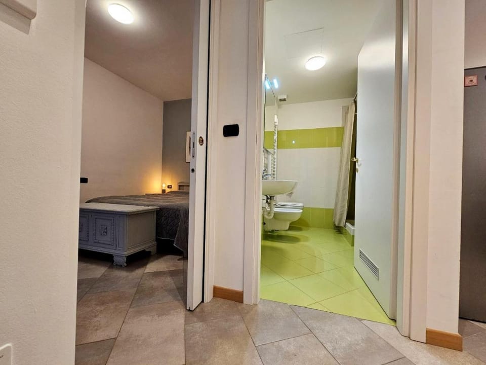 Shower, Toilet, Bed, Bathroom, Photo of the whole room, Bedroom, towels