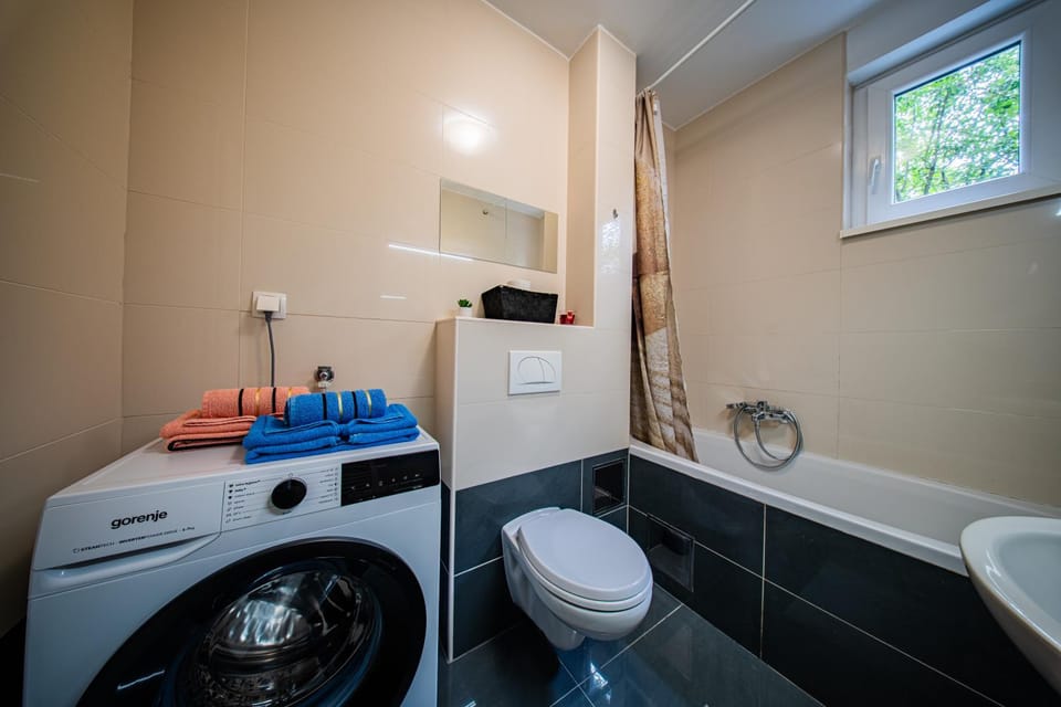 Toilet, Bathroom, Bath, towels, washing machine