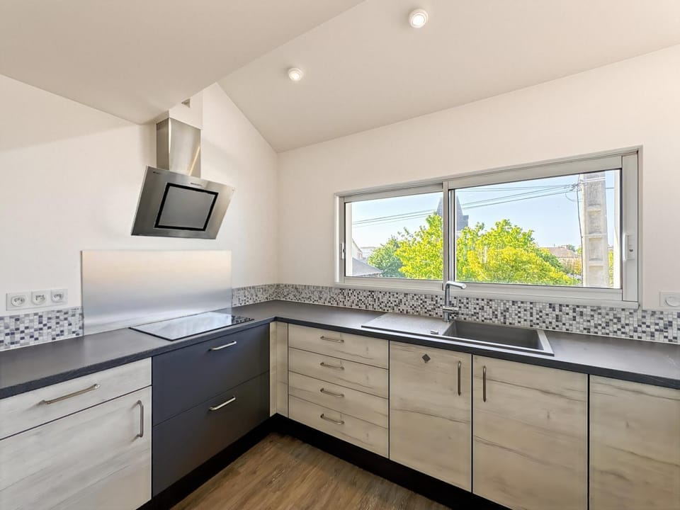 Kitchen or kitchenette, stove