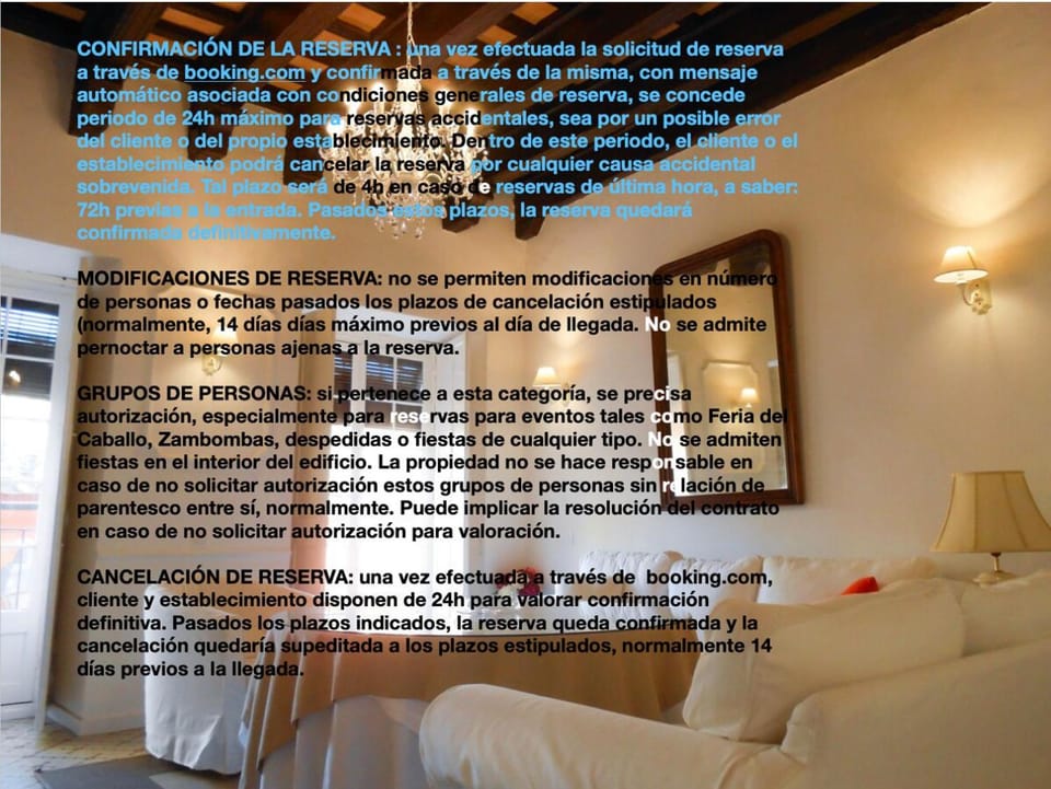 Property building, Photo of the whole room, Text overlay