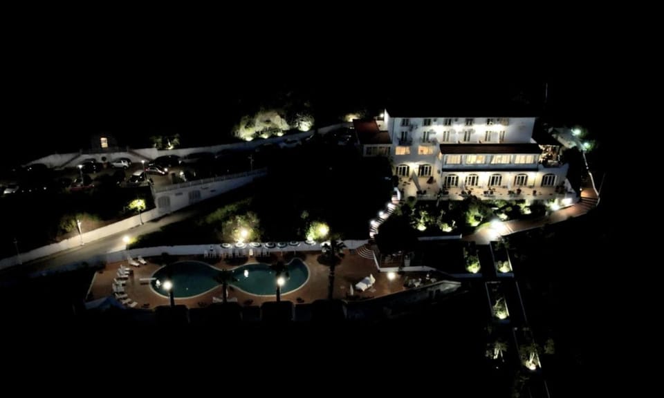 Night, Bird's eye view, Swimming pool