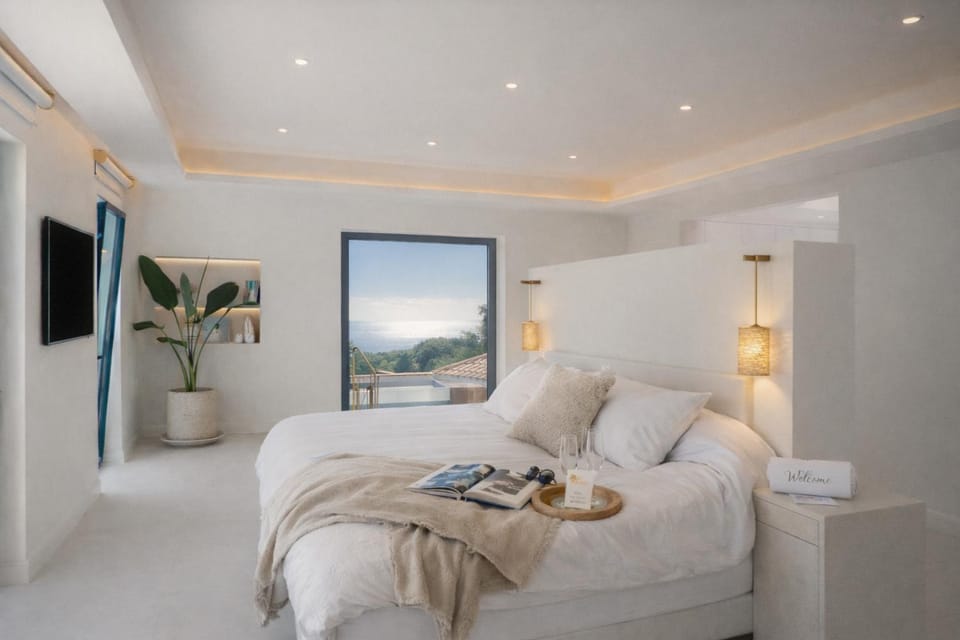 Bed, Bedroom, Sea view
