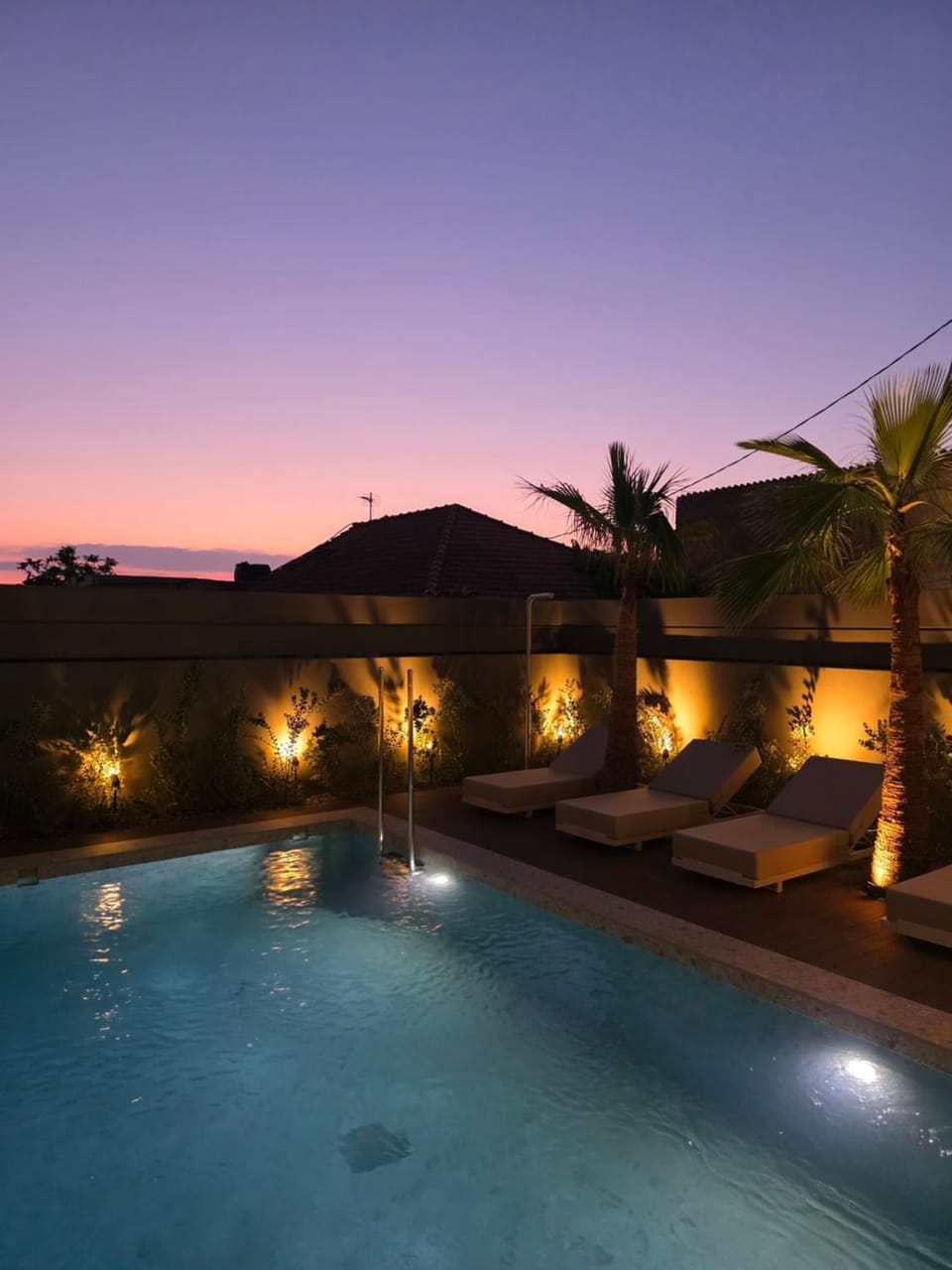 Pool view, Swimming pool, Sunset