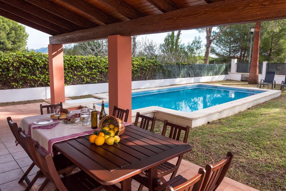 Property building, Living room, Swimming pool