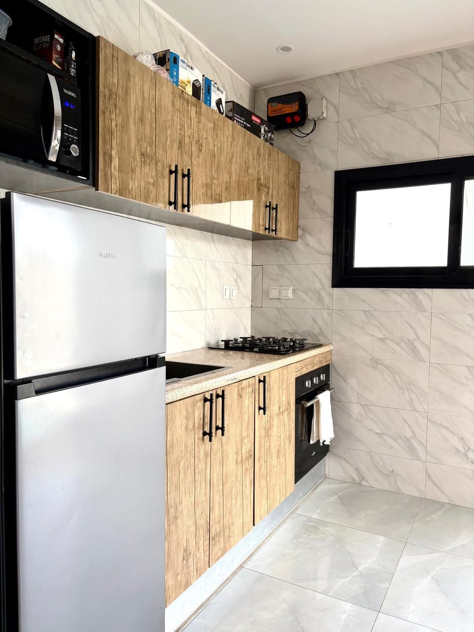 Kitchen or kitchenette, oven, stove
