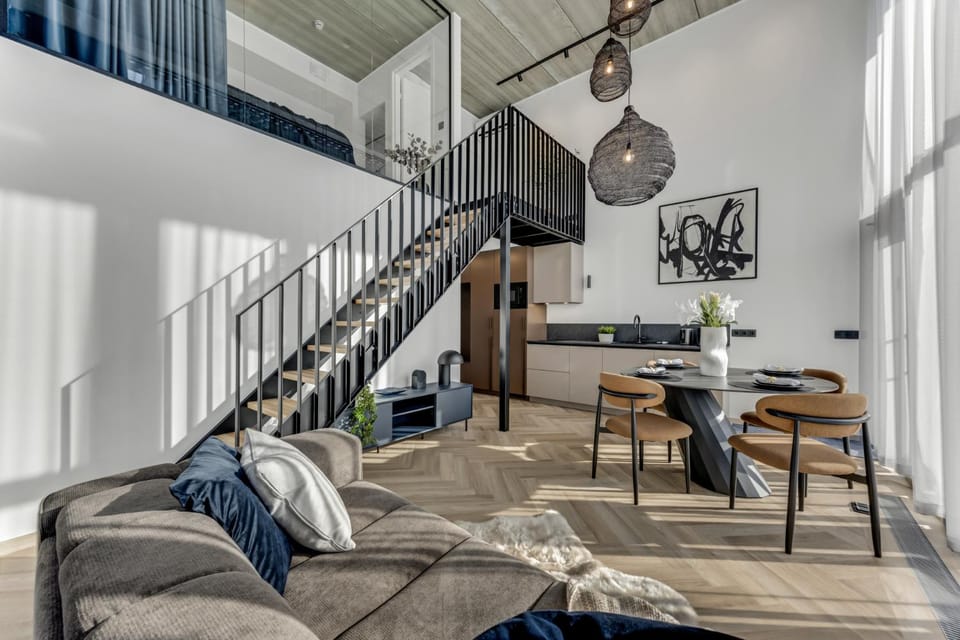 Kitchen or kitchenette, Living room, Seating area, Dining area