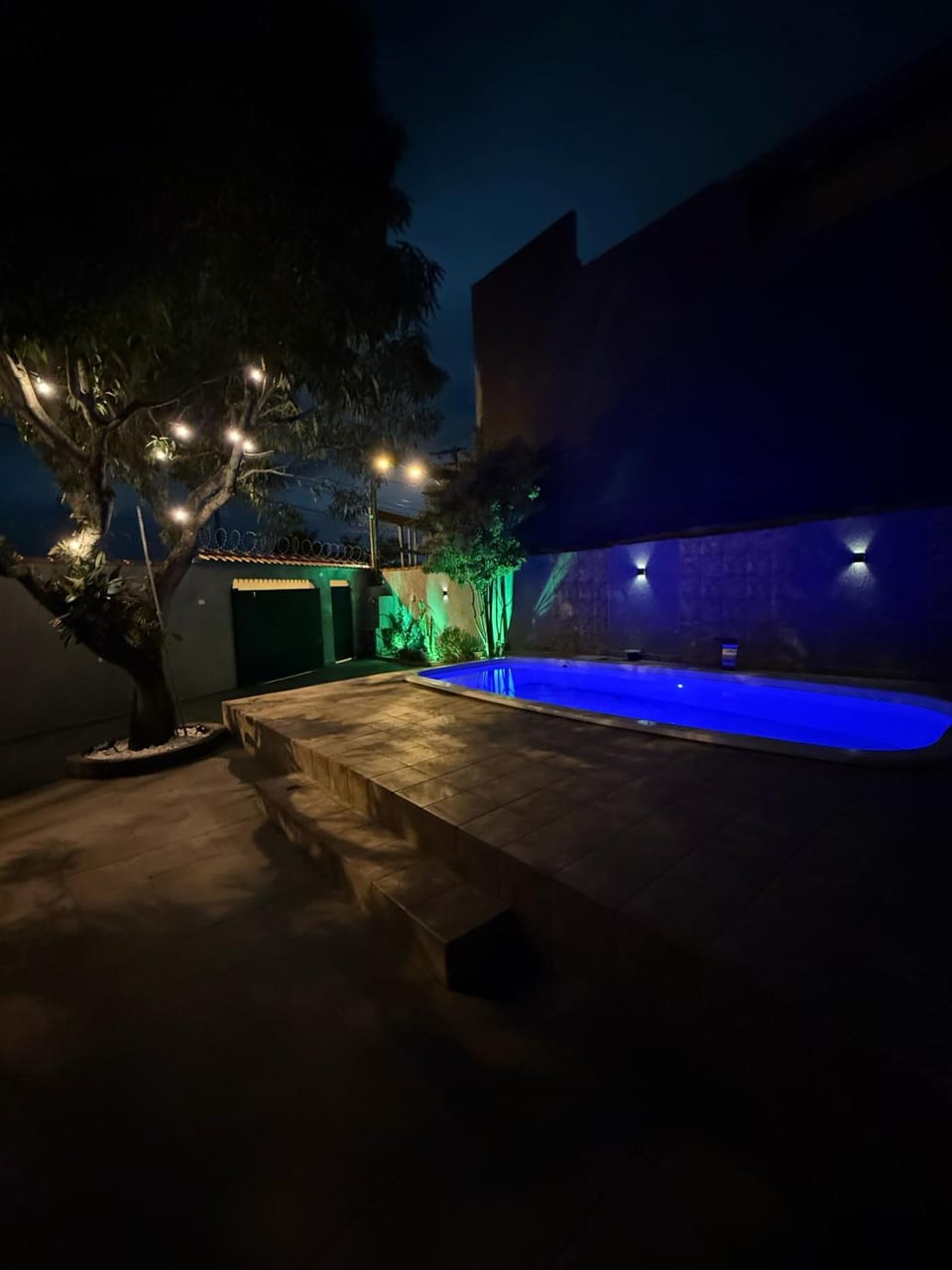 Night, Pool view, Swimming pool