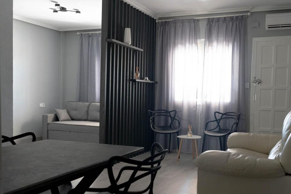 Living room, Seating area, Dining area, air conditioner