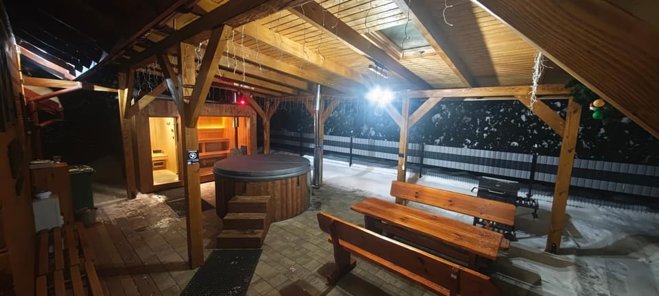 Night, Natural landscape, Winter, Sauna