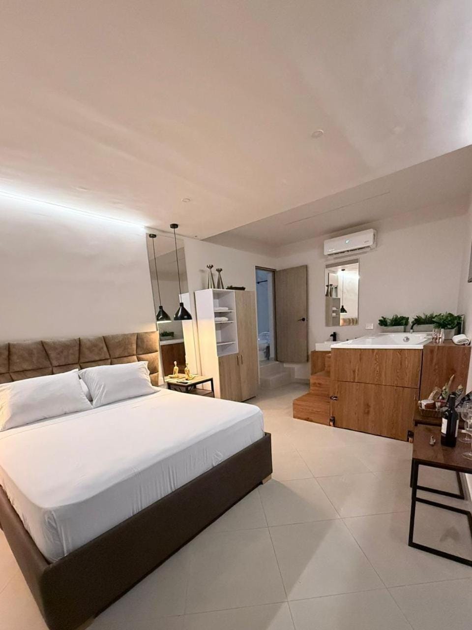 Bed, Photo of the whole room, Bedroom, Bath, wardrobe, air conditioner