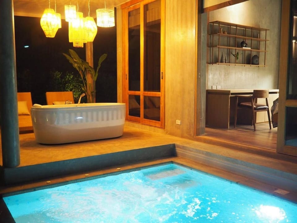 Night, Hot Tub, Pool view, Swimming pool