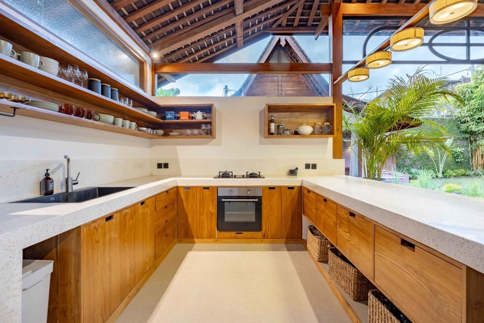 Kitchen or kitchenette, stove